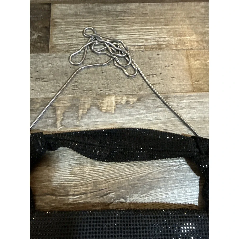 off park collection Black Sm Evening Bag Rhinestone W/ Silver Metal Cross Body